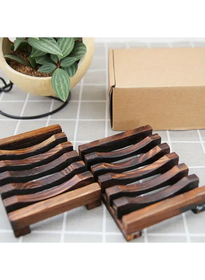 Charcoal Burning Color Wooden Soap Holder With Drainage Rustic Bathroom Soap Dish - Image 3